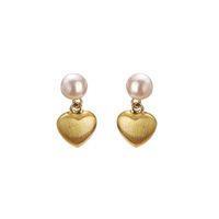 Sweet Heart Shape Copper Plating Inlay Freshwater Pearl Drop Earrings 1 Pair main image 2