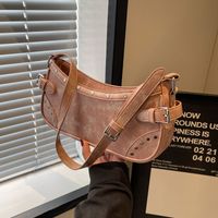 Women's Pu Leather Geometric Color Block Vintage Style Zipper Underarm Bag main image 4