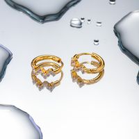 1 Pair IG Style Geometric Inlay 304 Stainless Steel Zircon 18K Gold Plated Earrings main image 5