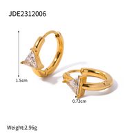 1 Pair IG Style Geometric Inlay 304 Stainless Steel Zircon 18K Gold Plated Earrings sku image 1