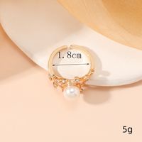 Wholesale Jewelry Elegant Simple Style Leaf Alloy Artificial Pearls Gold Plated Plating Inlay Open Rings sku image 1