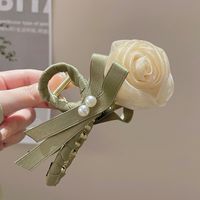 Women's Sweet Simple Style Rose Alloy Cloth Gauze Hair Claws sku image 1