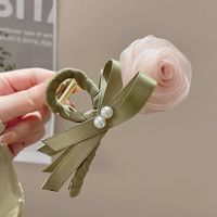 Women's Sweet Simple Style Rose Alloy Cloth Gauze Hair Claws sku image 3