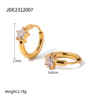 1 Pair IG Style Geometric Inlay 304 Stainless Steel Zircon 18K Gold Plated Earrings sku image 1