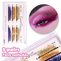 Europe And America Cross Border Ball 6d Thick Three-Dimensional Long Exaggerated Grafting Color Eyelashes Eyelash Segmented Volume Wholesale main image 6