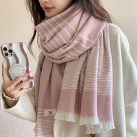 Women's Simple Style Stripe Solid Color Imitation Cashmere Scarf main image 3