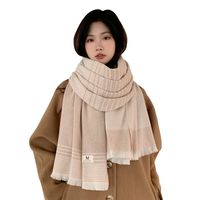 Women's Simple Style Stripe Solid Color Imitation Cashmere Scarf main image 2