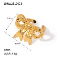 304 Stainless Steel 18K Gold Plated IG Style Sweet Bow Knot Titanium Steel Open Rings main image 2