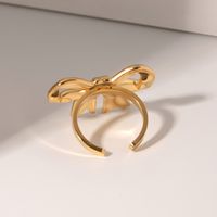 304 Stainless Steel 18K Gold Plated IG Style Sweet Bow Knot Titanium Steel Open Rings main image 4
