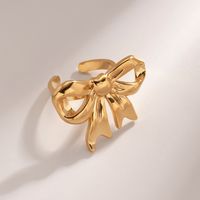 304 Stainless Steel 18K Gold Plated IG Style Sweet Bow Knot Titanium Steel Open Rings main image 3