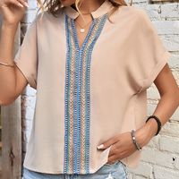 Mujeres Blusa Manga Corta Blusas Elegante Vacaciones Geométrico main image 5