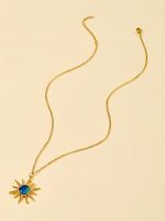 Cobre Chapados en oro de 18k Estilo IG Sol Estrella Embutido Circón Collar Colgante main image 6