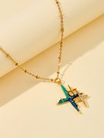 Copper 18K Gold Plated IG Style Sun Star Inlay Zircon Pendant Necklace main image 1