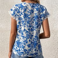 Mujeres Blusa Manga Corta Blusas Elegante Estilo Simple Flor main image 2