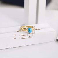 Stainless Steel Casual Simple Style Geometric Plating Inlay Turquoise Zircon Rings main image 2