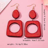 1 Pair Retro Exaggerated Geometric Wood Drop Earrings main image 2