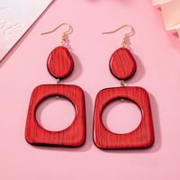 1 Pair Retro Exaggerated Geometric Wood Drop Earrings main image 5