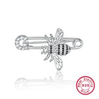 Elegant Luxurious Bee Sterling Silver Plating Inlay Zircon Unisex Brooches 1 Piece sku image 1