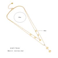 Stainless Steel 18K Gold Plated Cute Sweet Hollow Out Inlay Heart Shape Eye Butterfly Zircon Double Layer Necklaces main image 2