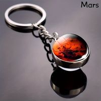 Modern Style Earth Stainless Steel Glass Inlay Glass Unisex Keychain sku image 8