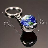 Modern Style Earth Stainless Steel Glass Inlay Glass Unisex Keychain main image 3