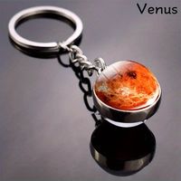 Modern Style Earth Stainless Steel Glass Inlay Glass Unisex Keychain main image 8