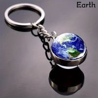 Modern Style Earth Stainless Steel Glass Inlay Glass Unisex Keychain main image 2