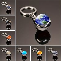 Modern Style Earth Stainless Steel Glass Inlay Glass Unisex Keychain main image 1