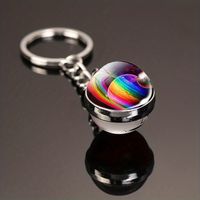 Modern Style Earth Stainless Steel Glass Inlay Glass Unisex Keychain main image 7
