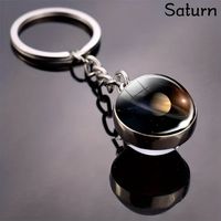 Modern Style Earth Stainless Steel Glass Inlay Glass Unisex Keychain sku image 7