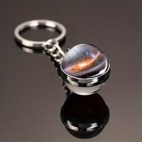 Modern Style Earth Stainless Steel Glass Inlay Glass Unisex Keychain sku image 9