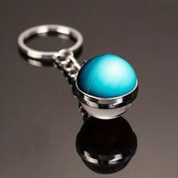 Modern Style Earth Stainless Steel Glass Inlay Glass Unisex Keychain sku image 10