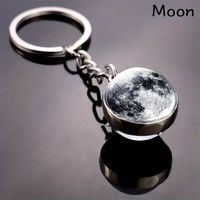 Modern Style Earth Stainless Steel Glass Inlay Glass Unisex Keychain sku image 11