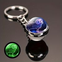 Simple Style Constellation Glass Synthesis Alloy Glass Unisex Keychain sku image 1