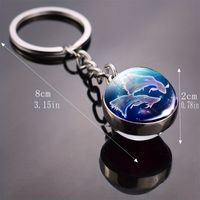 Simple Style Constellation Glass Synthesis Alloy Glass Unisex Keychain main image 2