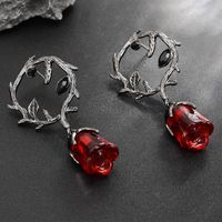 1 Pair Retro Romantic Rose Plating Inlay Alloy Resin Drop Earrings main image 3