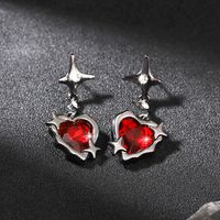 1 Pair IG Style Romantic Heart Shape Plating Inlay Alloy Rhinestones Drop Earrings main image 4