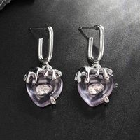 1 Pair IG Style Romantic Heart Shape Plating Inlay Alloy Rhinestones Drop Earrings main image 8