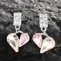 1 Pair IG Style Romantic Heart Shape Plating Inlay Alloy Rhinestones Drop Earrings main image 5