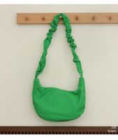 Women's Cotton Solid Color Basic Square Zipper Ruched Bag sku image 1