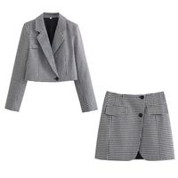 Holiday Daily Women's Streetwear Houndstooth Polyester Pocket Skirt Sets Skirt Sets main image 2