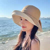 Women's Simple Style Solid Color Bow Knot Big Eaves Sun Hat main image 1