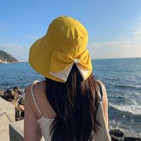 Women's Simple Style Solid Color Bow Knot Big Eaves Sun Hat main image 2
