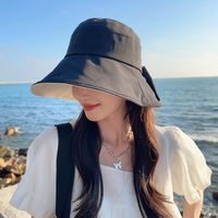Women's Simple Style Solid Color Bow Knot Big Eaves Sun Hat sku image 2