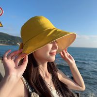 Women's Simple Style Solid Color Bow Knot Big Eaves Sun Hat sku image 3