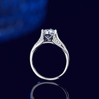 Sterling Silver Elegant Simple Style Geometric Zircon Open Rings main image 3