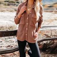 Women's Blouse Long Sleeve Blouses Pocket Casual Solid Color main image 5
