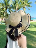 Women's Simple Style Bow Knot Big Eaves Straw Hat main image 2