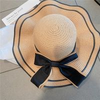 Women's Simple Style Bow Knot Big Eaves Straw Hat sku image 1