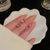 1 Set Simple Style Geometric Enamel Plating Inlay Copper Rhinestones Opal Shell Earrings sku image 15